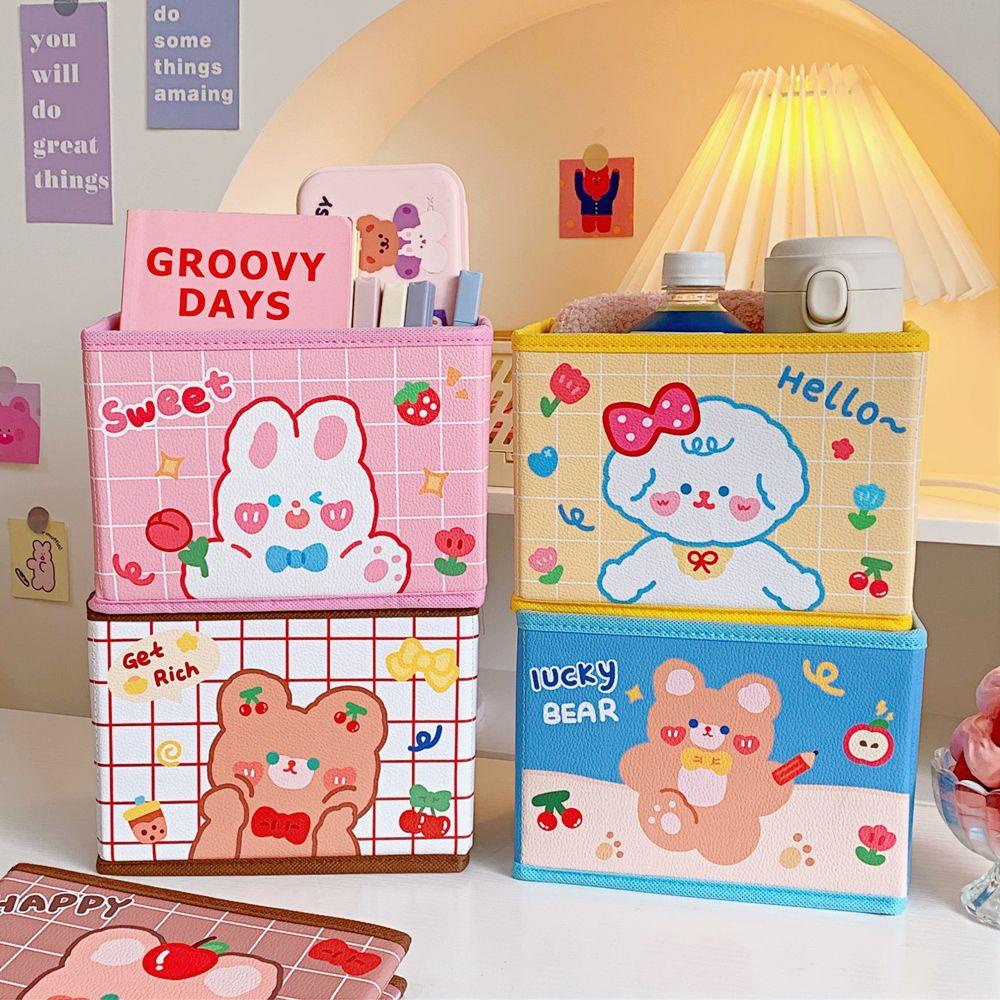 NICKOLAS Hộp Đựng Đồ Dùng / Mỹ Phẩm Bằng PU Hình Gấu Gấp Gọn Tiện Dụng Ốp