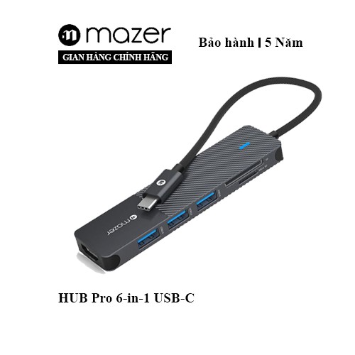 Cổng Chuyển Đổi Mazer 6-in-1 USB-C Infinite.HUB Pro - Hàng Chính Hãng