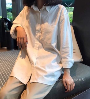 Áo sơ mi trắng tay dài basic dễ phối đồ