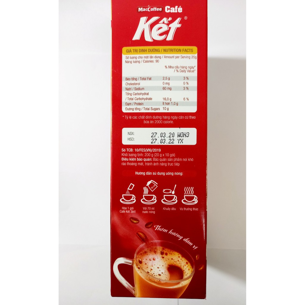 cà phê kết 3in 1 hộp 200gr maccoffee ,hsd: 3.2022