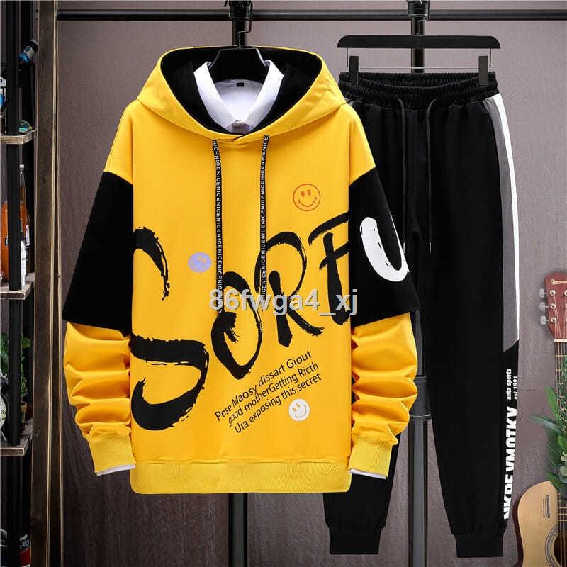 ❆❄Qm8f ✠✻Thu đông 12 học sinh trung học cơ sở 13 nam mập trẻ lớn 14 bộ quần áo thể thao áo len thanh niên 15 tuổi hai mả