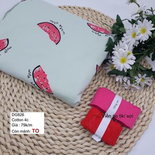 Vải cotton thun co giãn 4 chiều chất mềm mát - dưa hấu