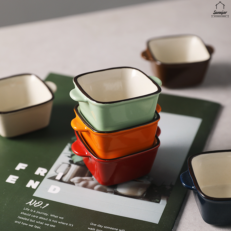 Đĩa đựng nước chấm SWEEJAR bằng gốm có hai tay cầm tiện lợi