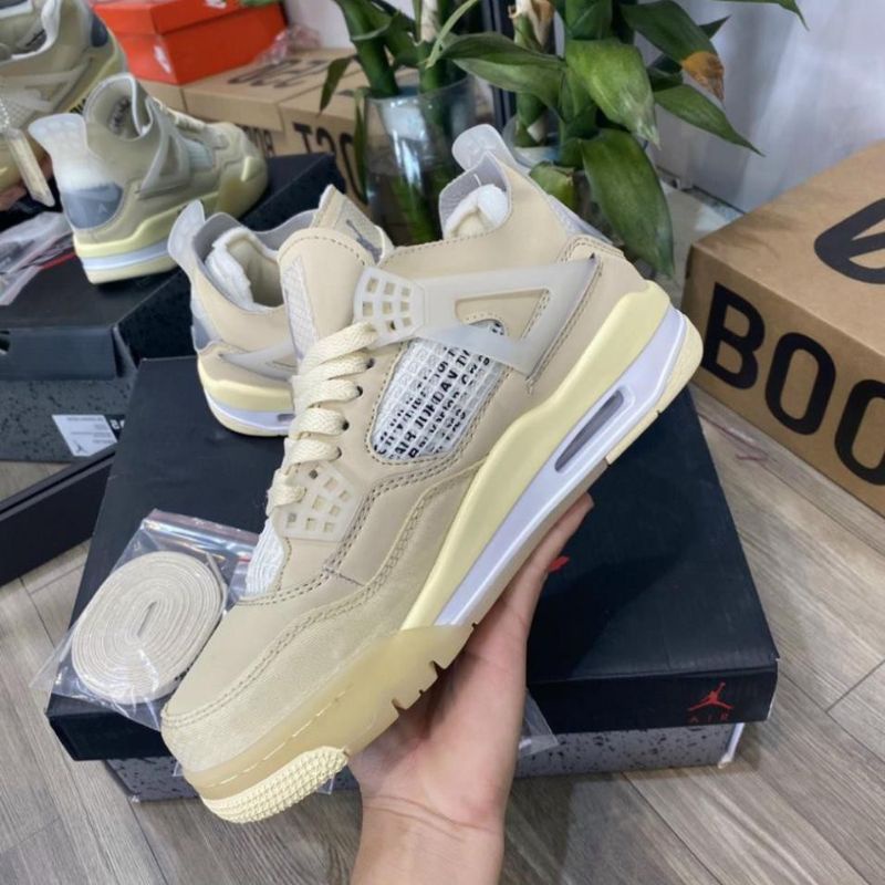 Giày air jodan 4 off white sail vàng kem, Giày thể thao JD4 cổ cao nam nữ cực chất chơi Full Box | BigBuy360 - bigbuy360.vn