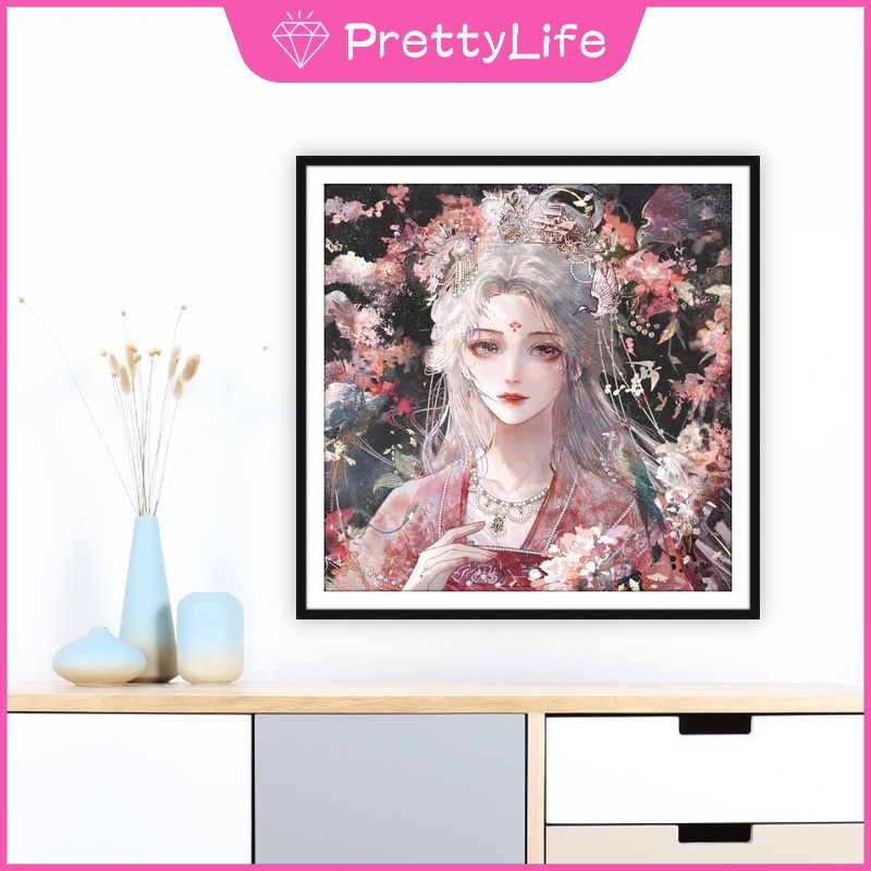 Bộ Tranh Đính Đá 5D DIY Hình Cô Gái Trung Hoa Cổ Điển Kích Thước 30x30cm / 40x40cm / 50x50cm