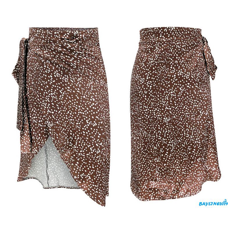 Chân Váy Dài Lưng Cao Xẻ Tà Họa Tiết Chấm Bi Thời Trang Mùa Hè Cho Nữ