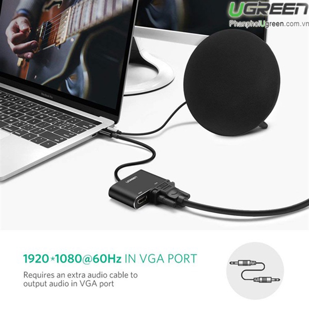 Cáp Chuyển USB Type C To HDMI và VGA 4K Ugreen 50505