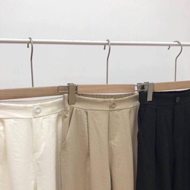 Quần Culottes nữ ống rộng cạp chun tôn dáng thoáng mát chất vải đũi