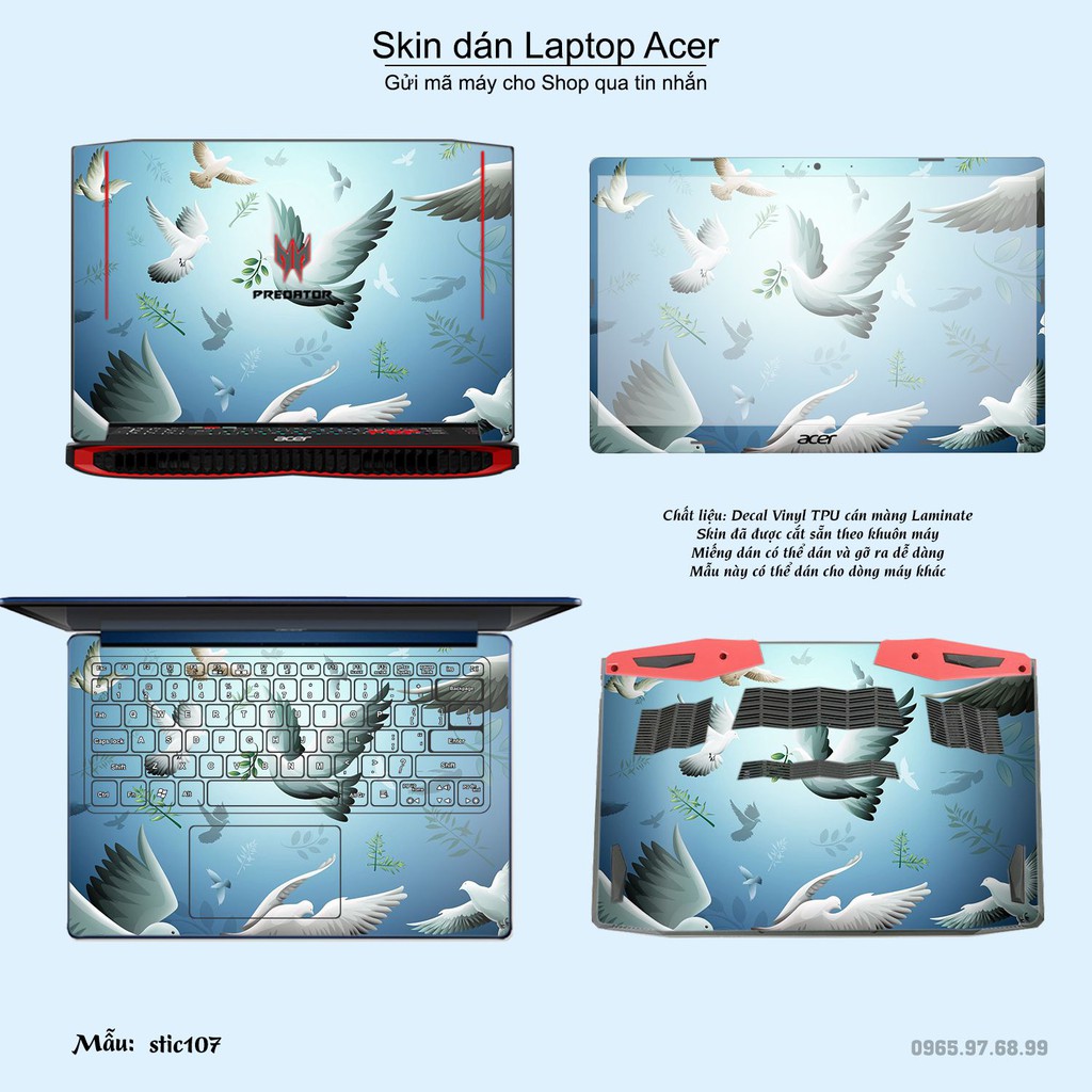 Skin dán Laptop Acer in hình Hoa văn sticker nhiều mẫu 18 (inbox mã máy cho Shop)