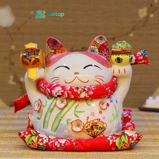 Mèo May Mắn Tài Lộc Thịnh Vượng Buôn May Bán Đắt 20cm KEITOP MANEKI-015