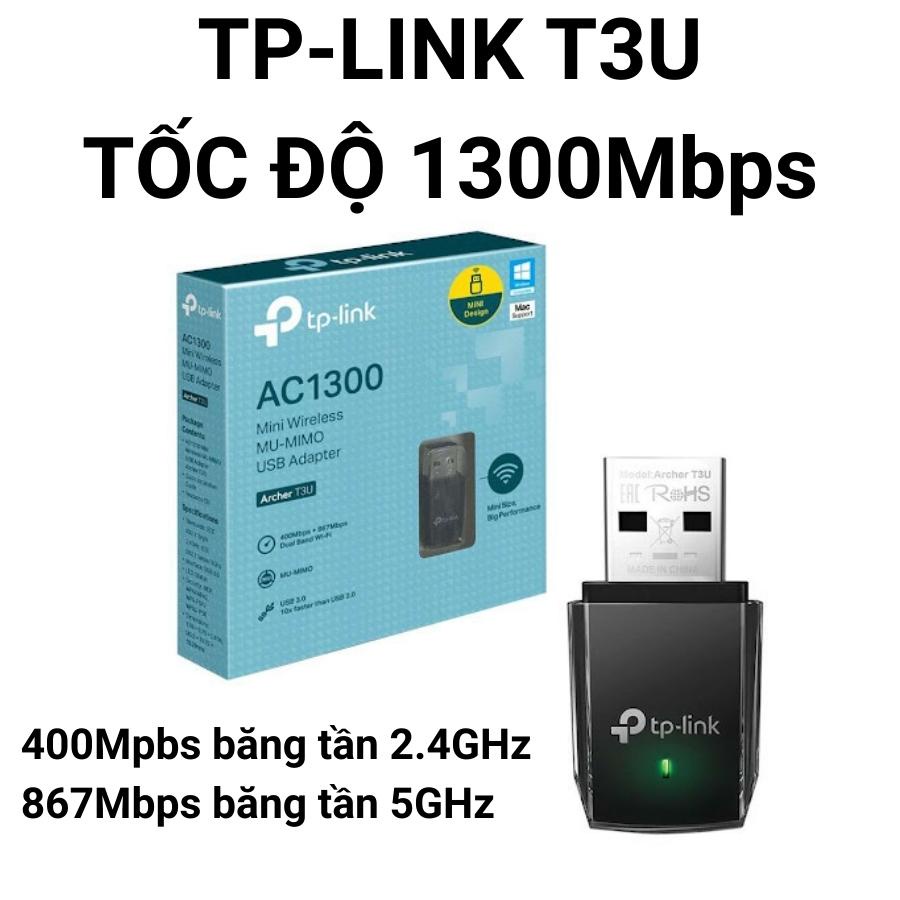 Usb wifi TP-LINK 600Mbps tốc độ cao - Usb thu bắt sóng WiFi 5Ghz cho Laptop PC máy bàn - TPLink t2u plus nano t3u t4u