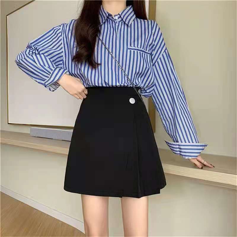 COZOK Chân Váy Lưng Cao Lệch Tà Thời Trang Dễ Phối Đồ