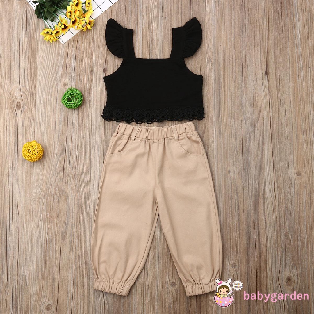 Set Áo Croptop Sát Nách+Quần Dài Cho Bé Gái