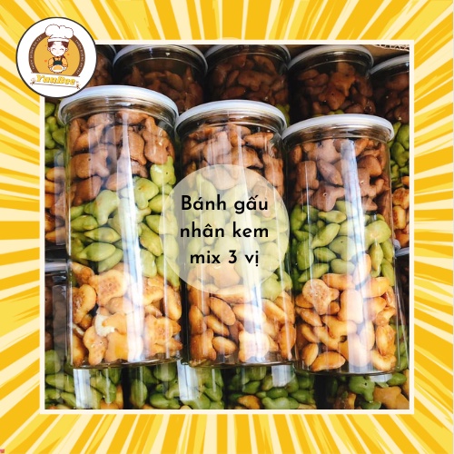 Bánh gấu nhân kem sữa mix 3 vị YUUBEE hộp 400g đồ ăn vặt Sài Gòn - Ăn vặt Yuubee