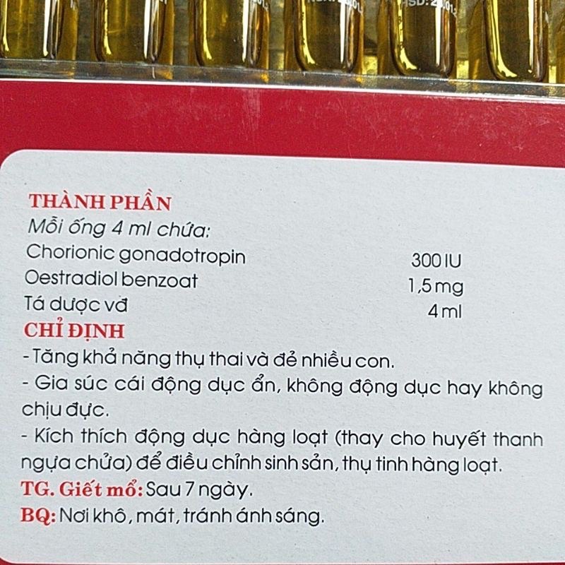 Gona-estrol cho gia súc cái chó mèo lợn trâu bò dê thú y thú cưng ống 4ml