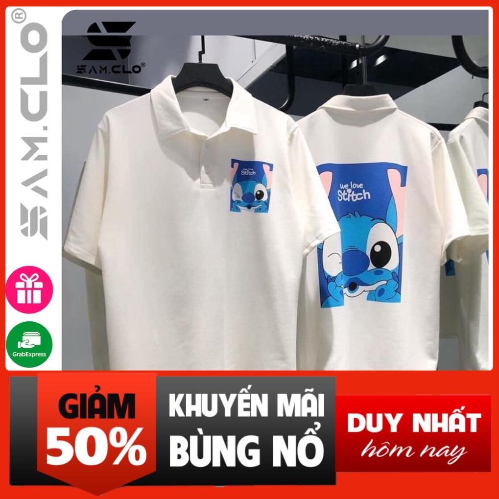 SALE Áo thun POLO nữ tay lỡ có cổ phông form rộng freesize unisex mặc đi học, cặp, nhóm, lớp in hình stitch chữ WE LOVE