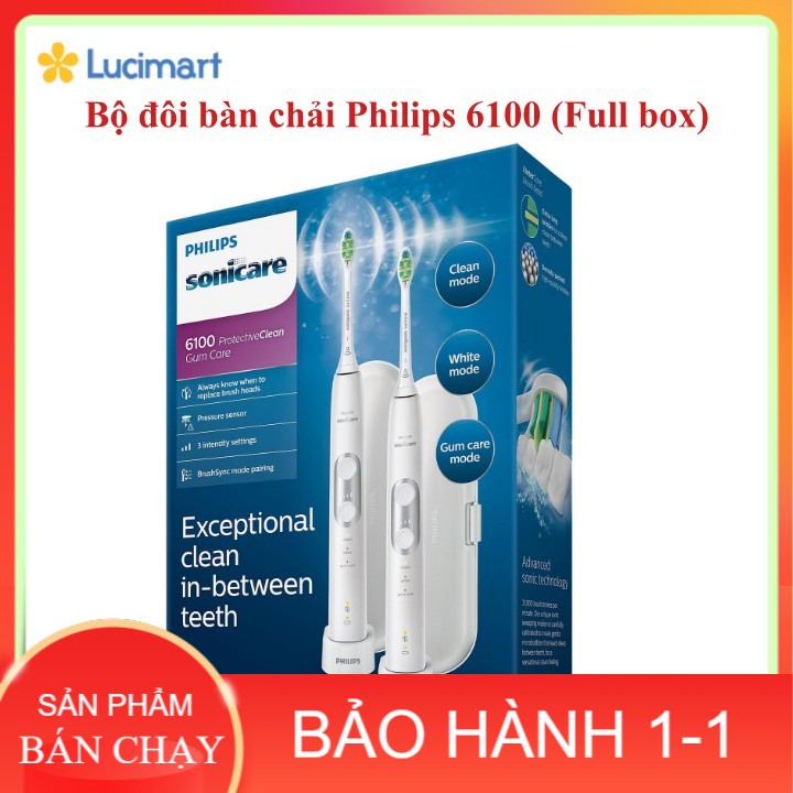 Bàn chải điện Philips Sonicare 6100, 6300, 7000 [Hàng Mỹ]