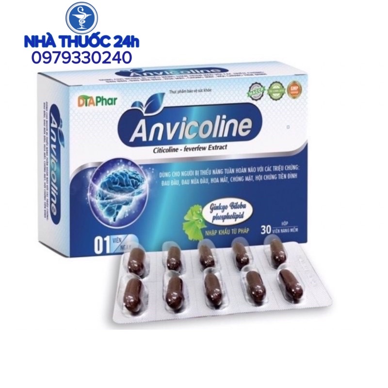 ANVICOLINE (30 viên) - Hỗ trợ hoạt huyết, tăng cường tuần hoàn máu não.