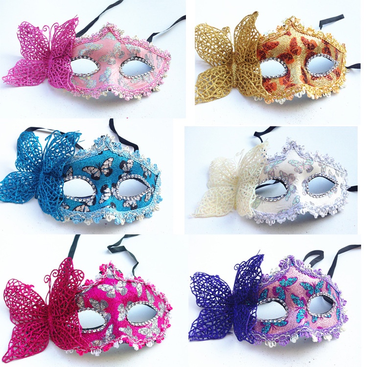 Mặt Nạ Nhựa Hóa Trang Halloween Hình Bướm Một Bên