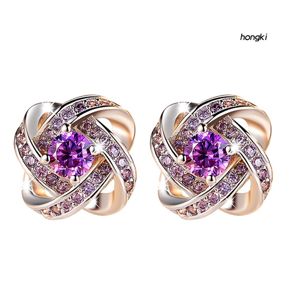 Đôi khuyên tai hình hoa đính kim cương giả thời trang cho nữ