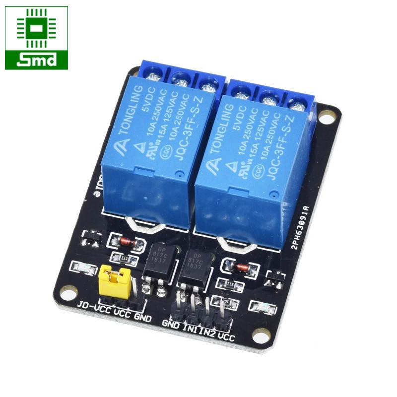 Module 2 relay 2 kênh với opto cách ly 5V đóng cắt thiết bị điện 10A