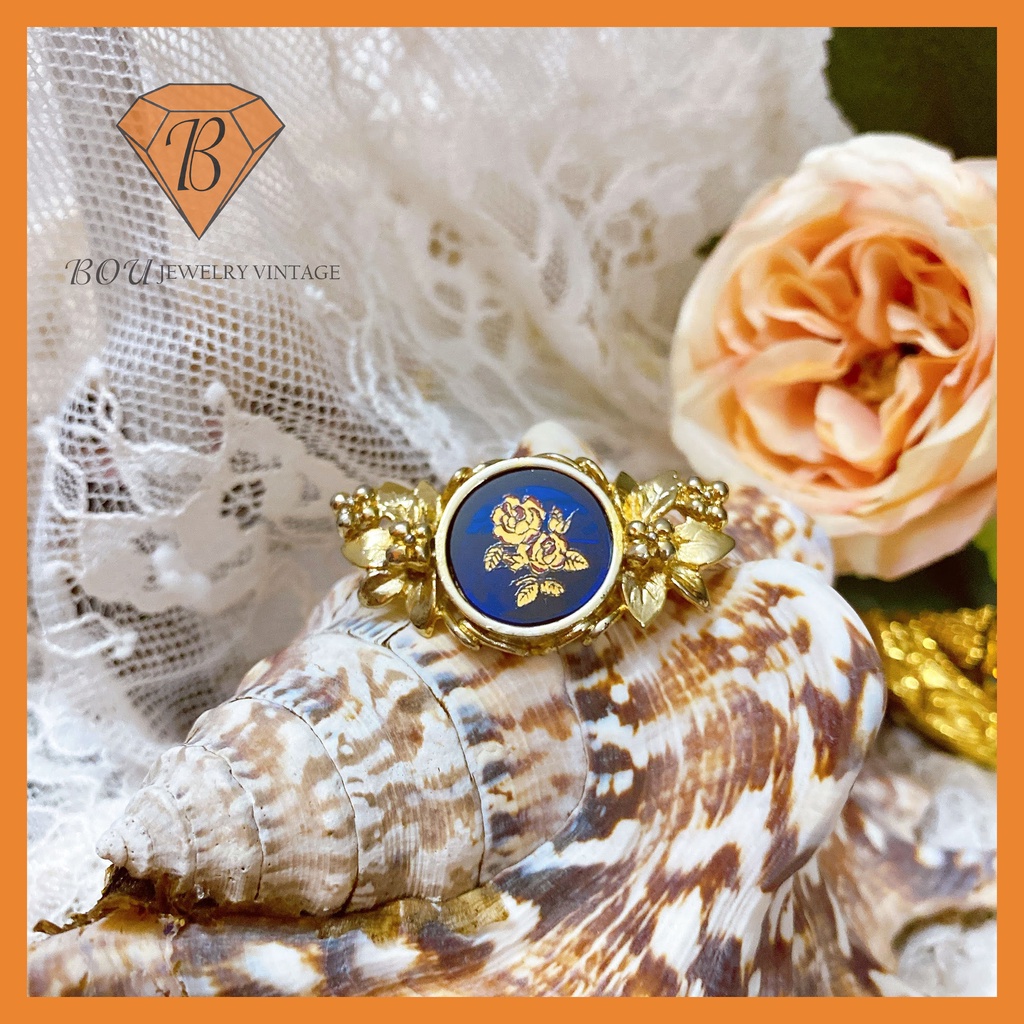 CÀI ÁO HÌNH HOA HỒNG SECONDHAND TRANG SỨC SI NHẬT BẢN BOU JEWELRY VINTAGE MÃ CA222