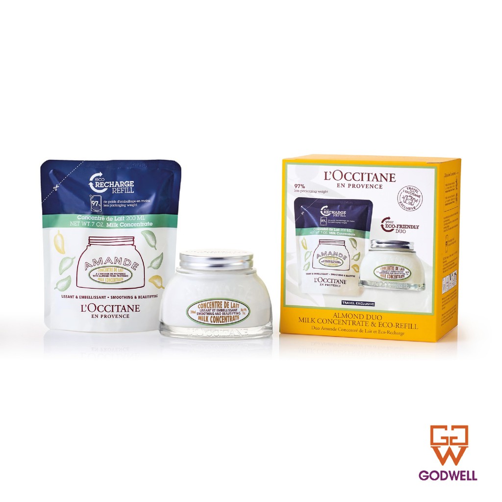 [L'OCCITANE] Set kem dưỡng thể và túi refil Loccitane Almond Duo Milk Concentrate &amp; Eco-Refill
