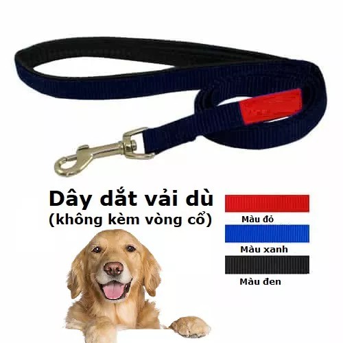 Doremiu - Dây dắt chó mèo vải dù (3 màu) dây xích không kèm vòng cổ - bản 1,5cm dài 1,2m phù hợp chó mèo dưới 12kg