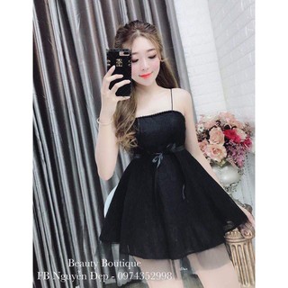 Đầm ren phối lưới kết cườm