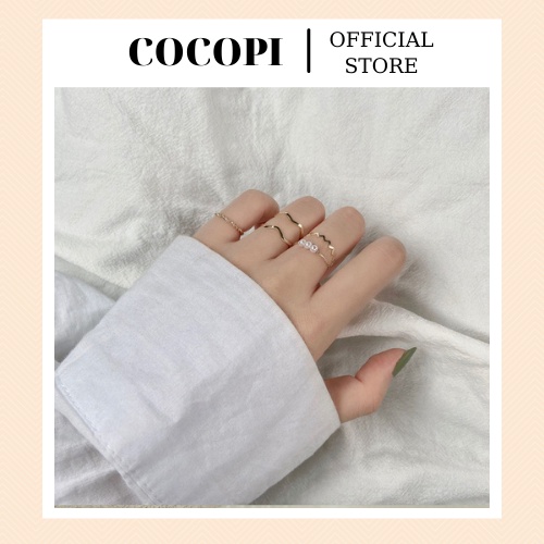 Set nhẫn, bộ nhẫn mix 5 chiếc phong cách Hàn Quốc Cocopi.accessories