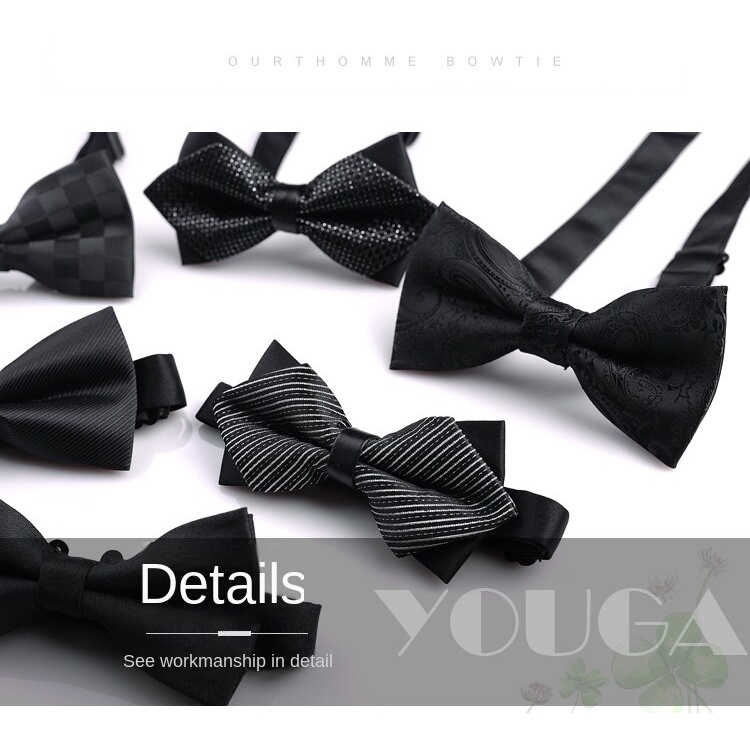 Cà Vạt Nơ Màu Đen Trơn Kiểu Hàn Quốc Thích Hợp Làm Quà Tặng Chú Rể
