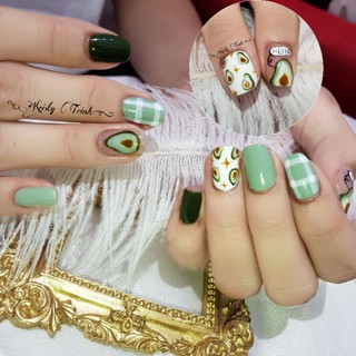 Nailbox Bộ móng tay giả thiết kế Vẽ trái bơ dễ thương (011)