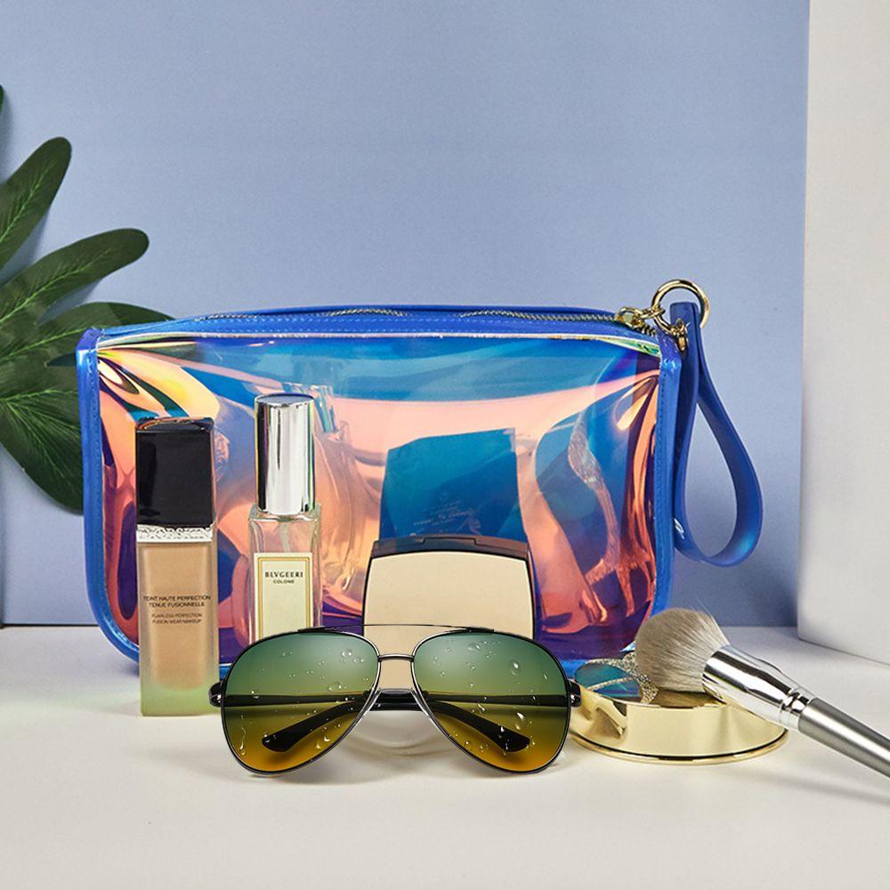 Túi Đựng Mỹ Phẩm Màu Laser Cỡ Lớn Chống Thấm Nước Có Khóa Kéo Tiện Dụng