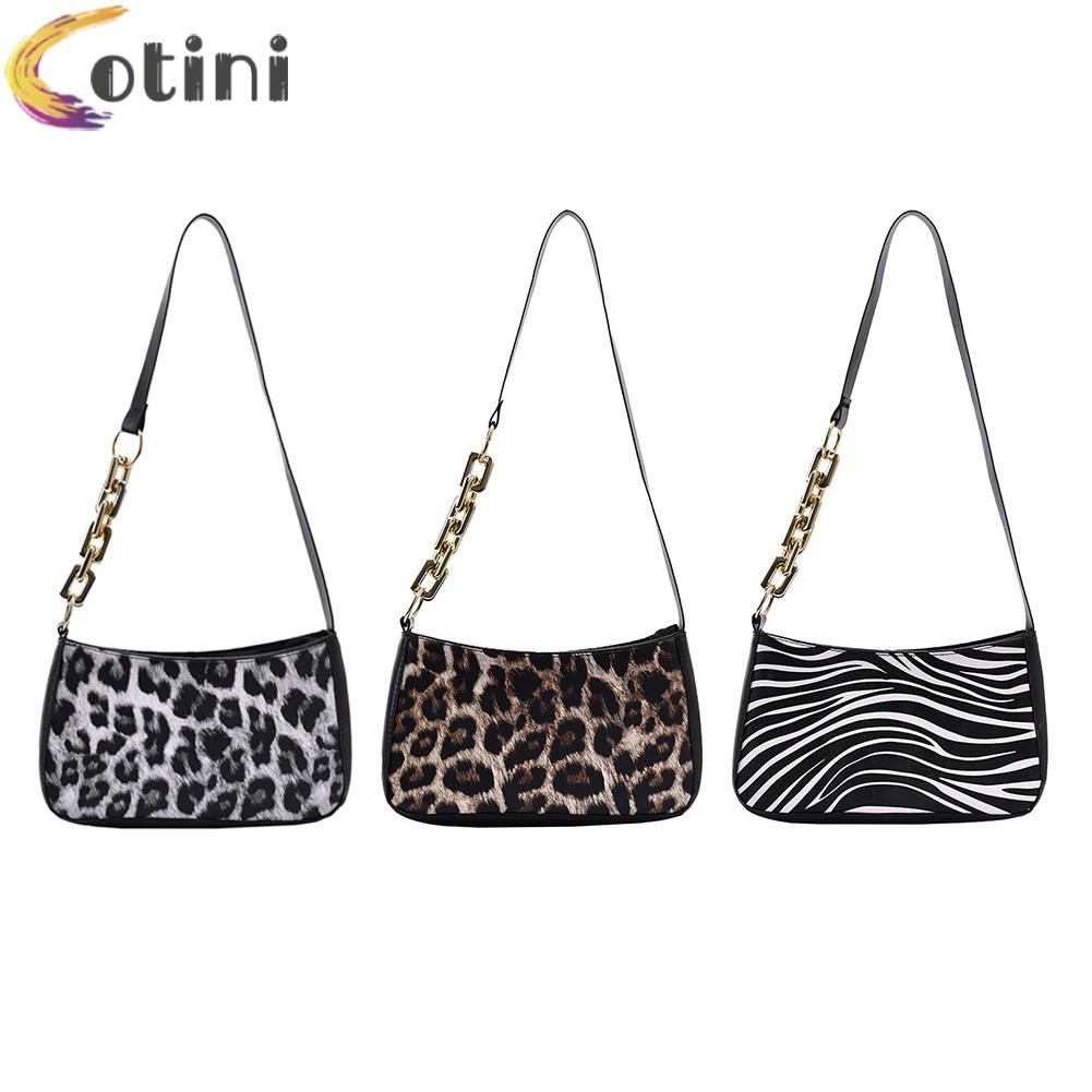 COTINI Retro Leopard Zebra Printed Women Handbag PU Leather Shoulder Underarm Bag