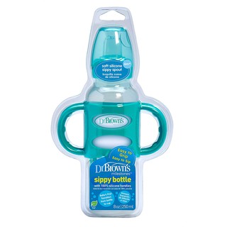 Bình tập uống Dr Browns kèm tay cầm silicon dung tích 250ml (Bình Cổ hẹp)