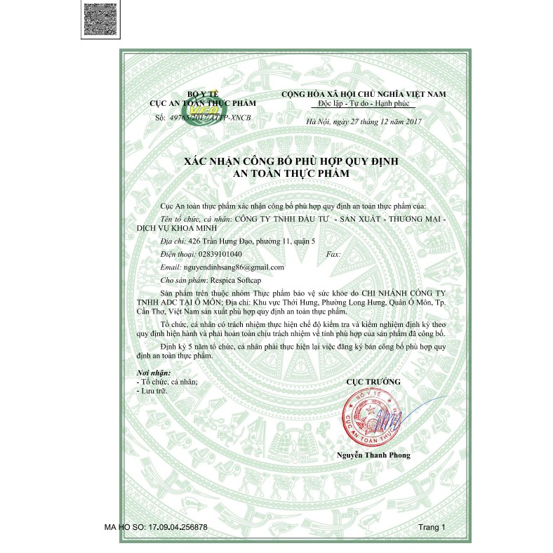 Viên dầu RESPICA Softcap  - Hỗ trợ giảm ho, đau họng