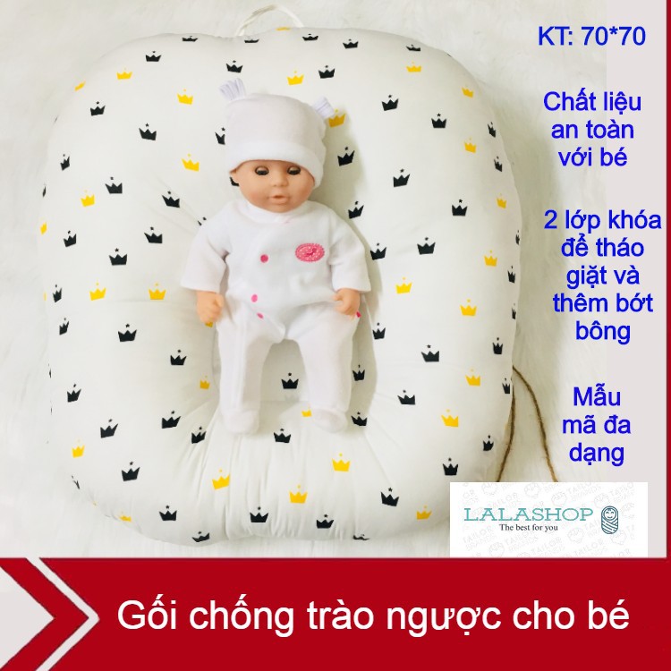 Gối Chống Trào Ngược MONMON, Gối Chữ C Cao Cấp Chất Cotton Thấm Hút Mồ Hôi Cho Bé