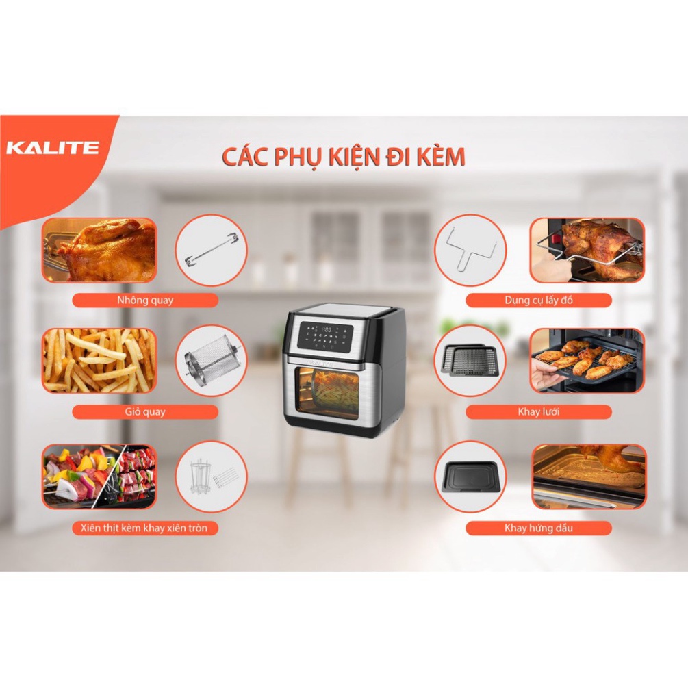 Nồi chiên không dầu cao cấp KALITE Q10 - Lò nướng kiêm nồi chiên không dầu 10L - Chính hãng, Bảo hành 12 tháng