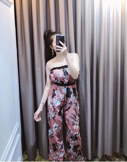 JUMPSUIT HOA ỐNG NHÚN BO
