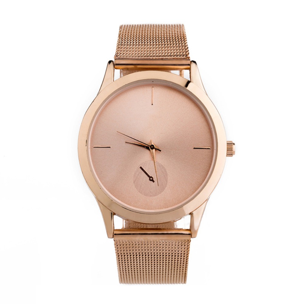 Đồng Hồ Analog Máy Quartz Dây Lưới Thép Không Gỉ Cho Nam Nữ