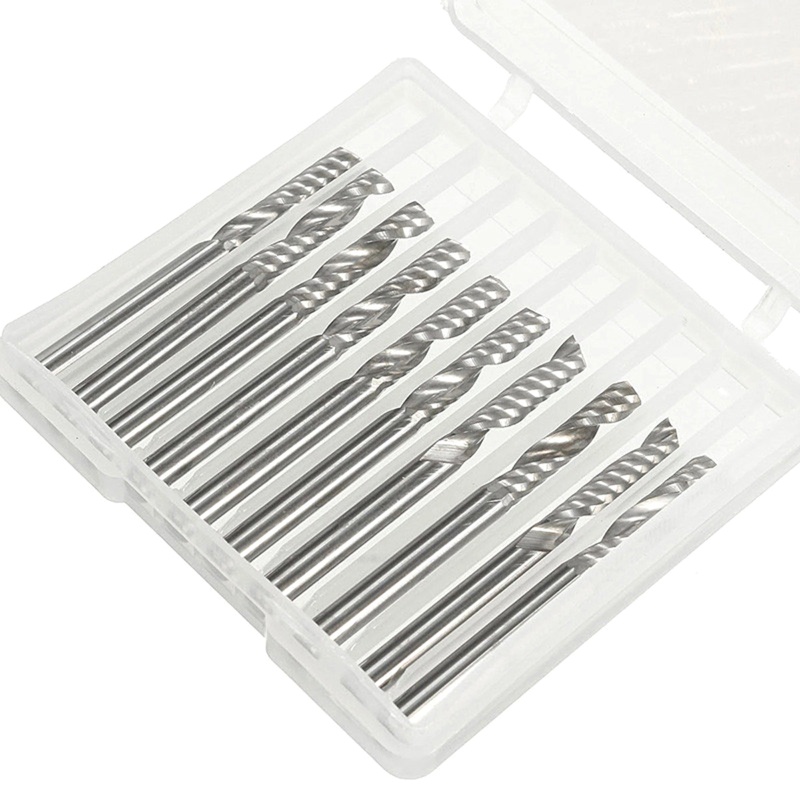 Set 10 Mũi Khoan Xoắn Ốc 3 175mm CNC Dành Cho Máy Phay Khắc