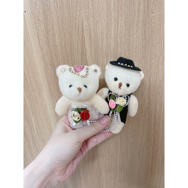 Gấu Cô dâu Chú rể mini, gấu I Love You mini (~11cm)