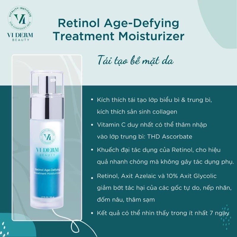 VI Derm Retinol Age-Defying Treatment Moisturizer – Kem dưỡng chống lão hóa toàn diện 50ml