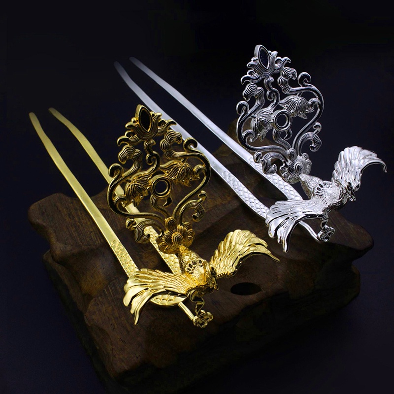 1 trâm cài tóc phượng hoàng 135*43*44mm nguyên liệu làm trâm làm trang sức cổ trang cosplay cổ phục việt phục có màu KC