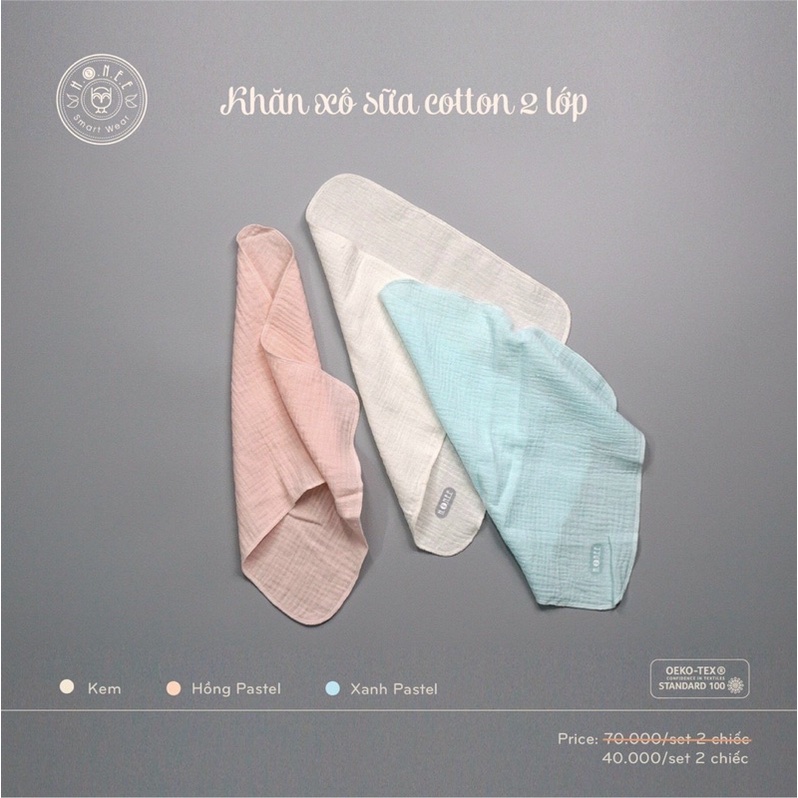 HRNEE hỗ trợ mùa dịch !Set 2 khăn Xô sữa chất liệu cotton siêu mềm cho các bé yêu giảm từ 70k còn 40k!