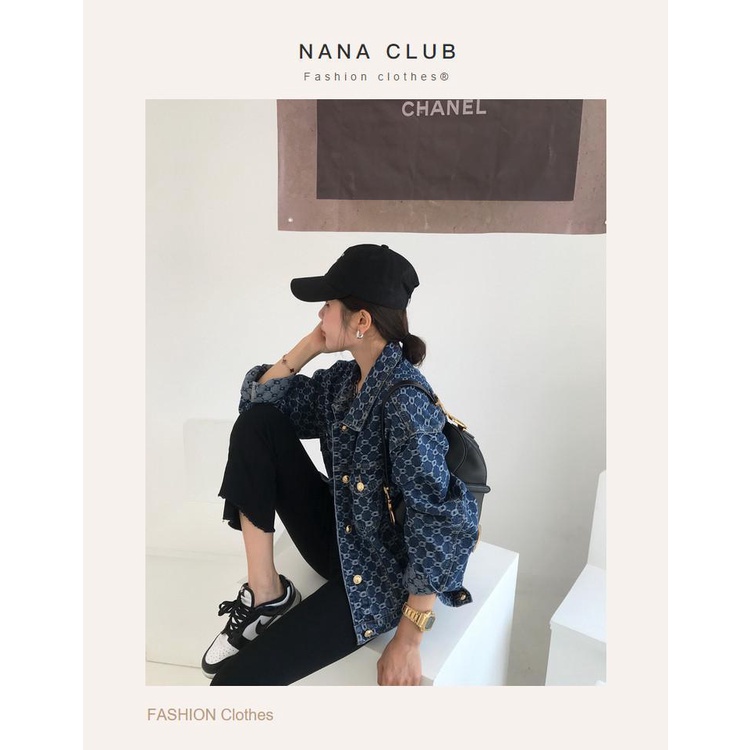 Áo Khoác Denim Tay Dài Dáng Rộng In Jacquard Thời Trang Xuân Thu 2022 Phong Cách Hàn Quốc Cho Nữ 30]