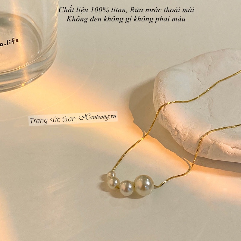 Dây chuyền nữ titan không gỉ mặt ngọc trai nhân tạo phong cách ngọt ngào thanh lịch mẫu mới 2023