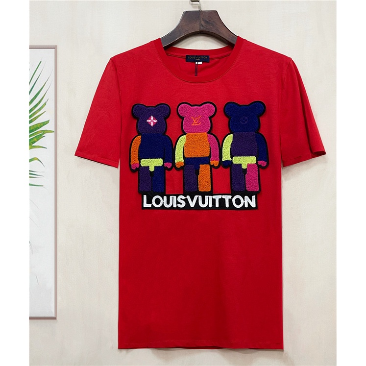 Áo Thun Cotton Tay Ngắn Thêu Họa Tiết Hoạt Hình Thời Trang Mùa Hè L0uis Vu1tt Size S-4XL