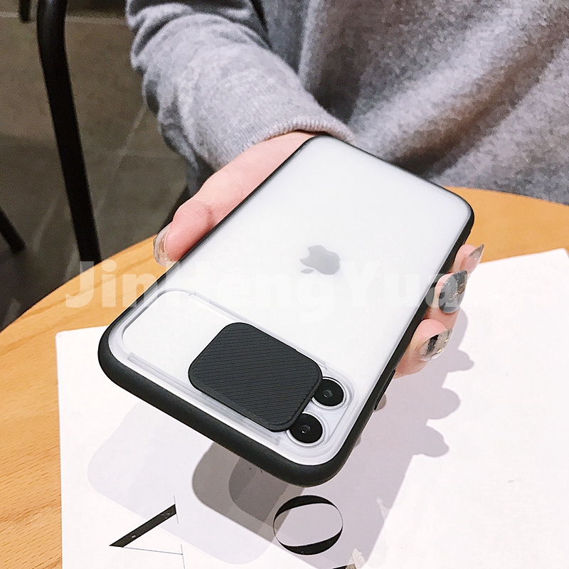 Slide Camera Lens Protection Phone Case compatible for IPhone 11 Pro Max X XS Max XR 6 6S 7 8 Plus X Matte Transparent Hard Back Cover