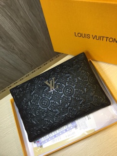 Clucth cầm tay nam da thật full box